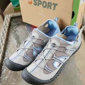 NWT Jsport By Jambu Gray and Light Blue Mesh Slip-On Sport Shoes Sz 11